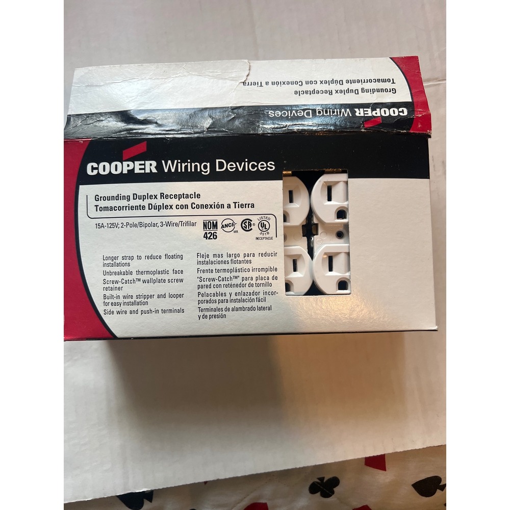 Cooper Wiring Devices 270A Grounding Duplex Receptacle 15A-125V Almond 12 Pack